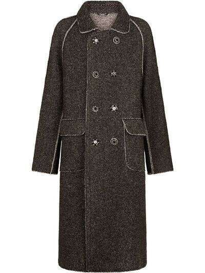 Dolce & Gabbana длинное пальто с узором шеврон