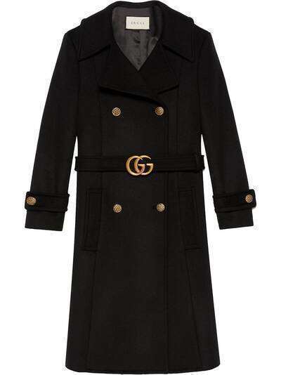 Gucci пальто с поясом и пряжкой Double G