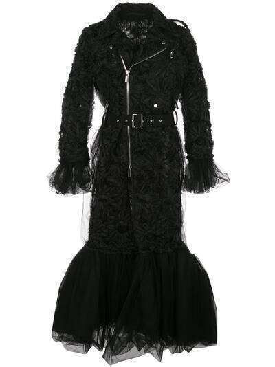 Comme Des Garçons Noir Kei Ninomiya пальто из тюля в байкерском стиле