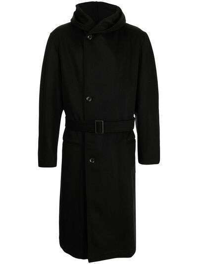 Yohji Yamamoto пальто с капюшоном и поясом