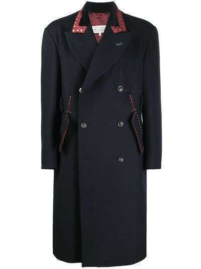 Maison Margiela двубортное пальто с контрастным воротником