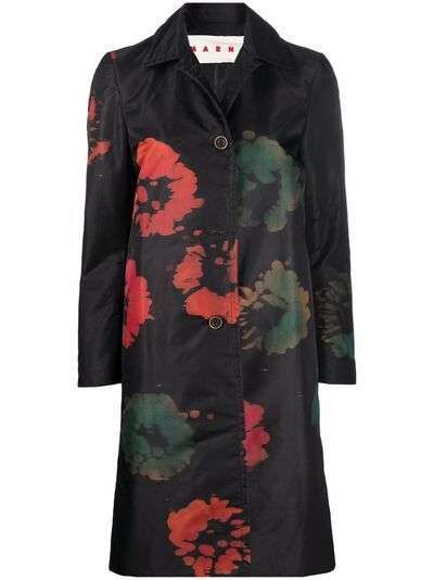 Marni однобортное пальто с цветочным принтом