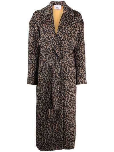 Erika Cavallini пальто Mia с запахом и леопардовым принтом