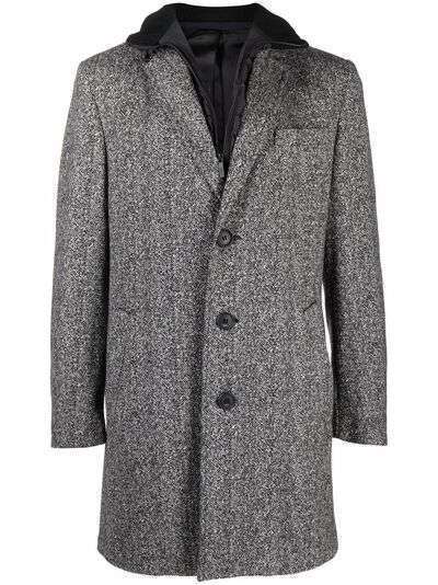 Karl Lagerfeld однобортное пальто Twister с узором в елочку