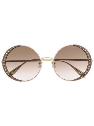 Alexander McQueen солнцезащитные очки в круглой оправе с заклепками