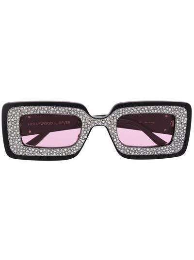 Gucci Eyewear солнцезащитные очки в прямоугольной оправе с кристаллами