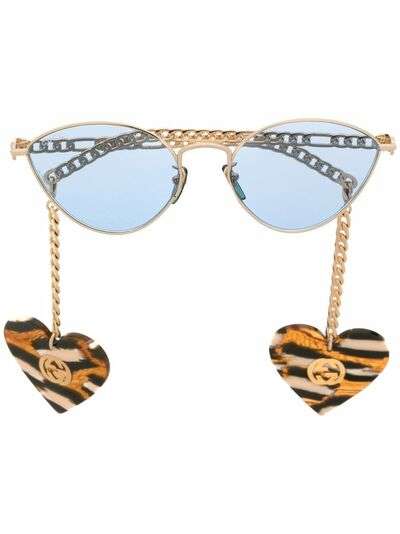 Gucci Eyewear солнцезащитные очки с оправе 'кошачий глаз' с подвеской