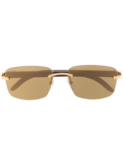 Cartier Eyewear солнцезащитные очки в квадратной оправе с декором C Décor