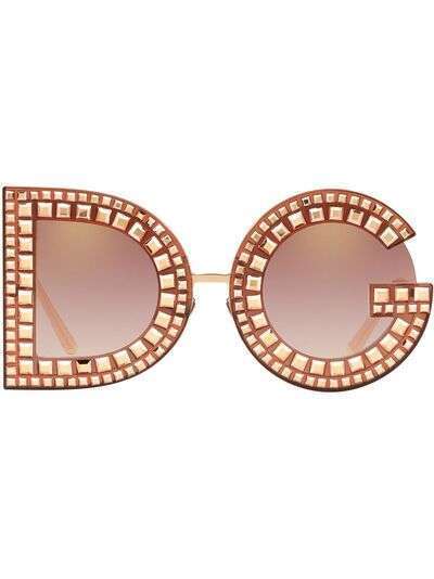 Dolce & Gabbana Eyewear солнцезащитные очки в круглой оправе с блестками