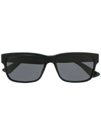 Gucci Eyewear солнцезащитные очки в квадратной оправе с полоской web