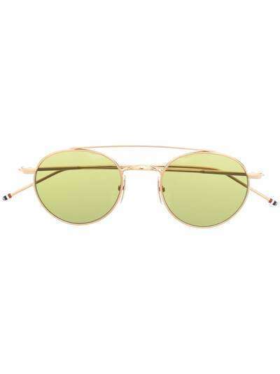 Thom Browne Eyewear позолоченные солнцезащитные очки-авиаторы TB101