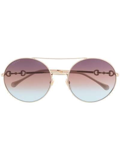 Gucci Eyewear солнцезащитные очки в круглой оправе с эффектом градиента