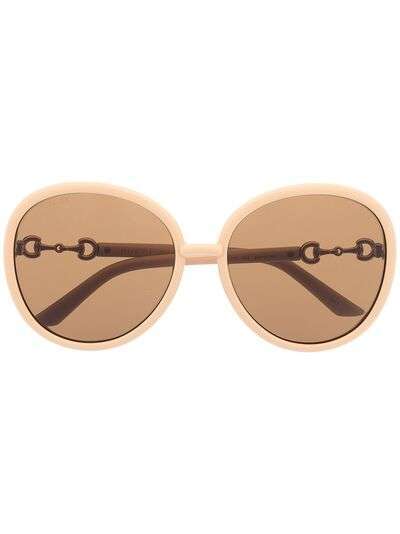 Gucci Eyewear солнцезащитные очки в массивной оправе с декором Horsebit