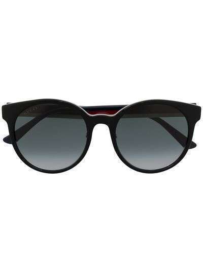 Gucci Eyewear солнцезащитные очки в круглой оправе с отделкой Web