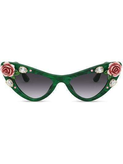 Dolce & Gabbana Eyewear солнцезащитные очки Tropical Rose в оправе 'кошачий глаз'