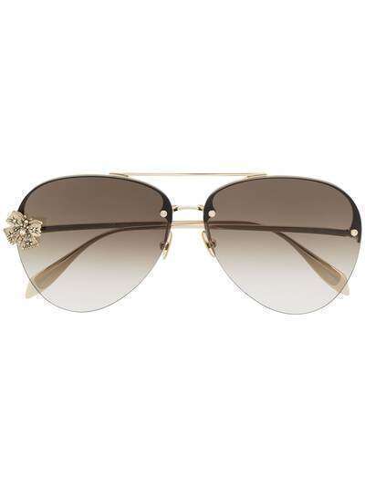 Alexander McQueen Eyewear солнцезащитные очки-авиаторы Butterfly Jewelled