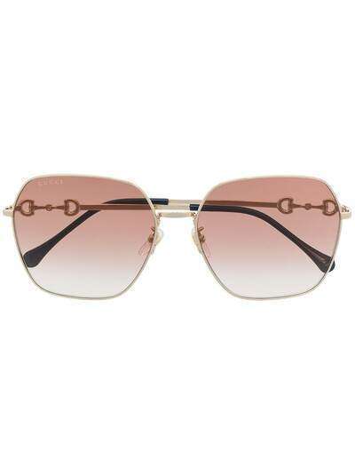 Gucci Eyewear солнцезащитные очки в квадратной оправе с декором Horsebit
