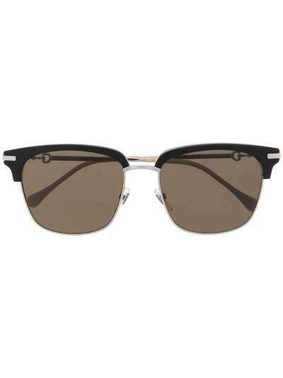 Gucci Eyewear солнцезащитные очки с в квадратной оправе декором Horsebit