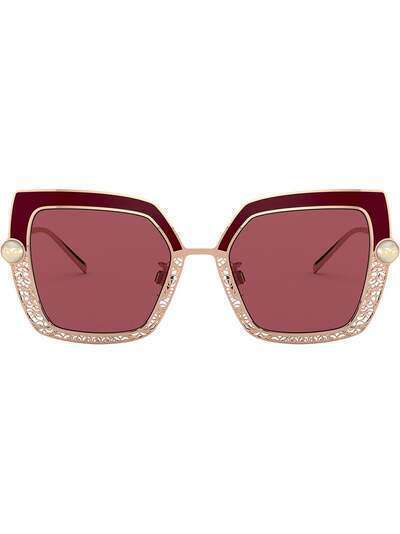 Dolce & Gabbana Eyewear солнцезащитные очки Filigree & Pearls в квадратной оправе