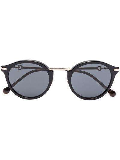 Gucci Eyewear солнцезащитные очки в круглой оправе с пряжками Horsebit