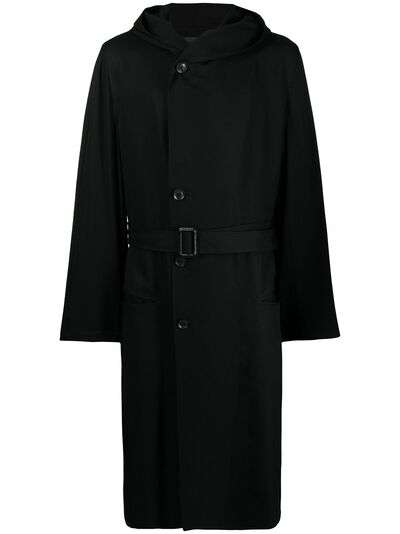 Yohji Yamamoto однобортное пальто с капюшоном