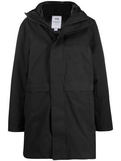 Y-3 hooded zip-up down coat