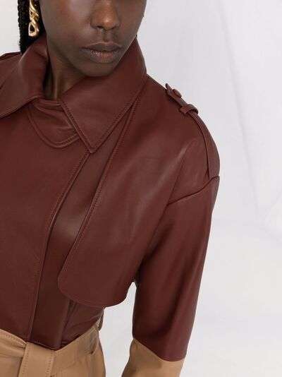 Arma two-tone leather trench coat