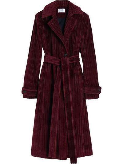 Victoria Victoria Beckham длинное пальто в рубчик