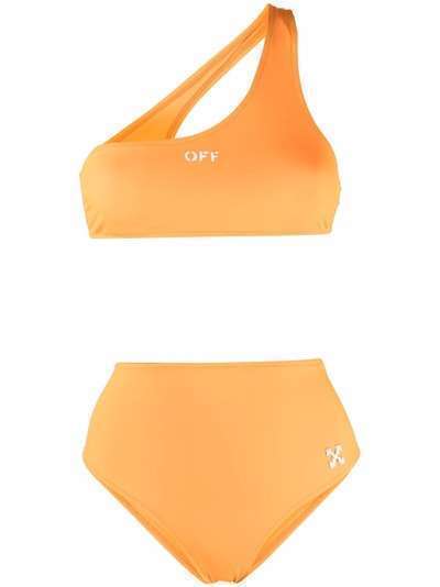 Off-White LOGO ONE SHOULDER BIKINI ORANGE WHITE