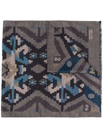 Kiton geometric-print scarf