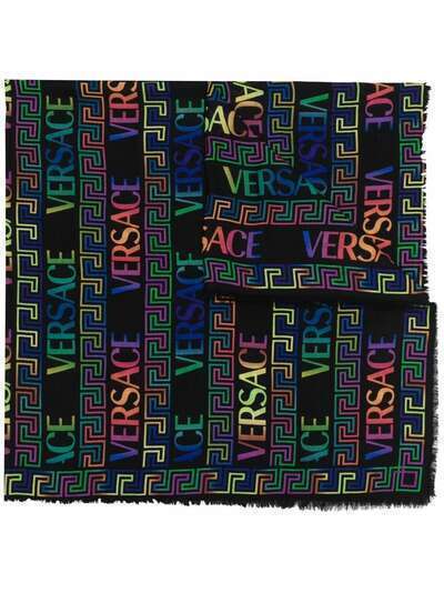 Versace шарф с принтом Greca Neon