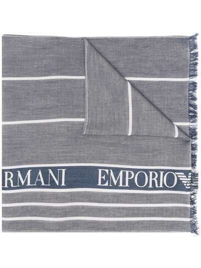 Emporio Armani шарф с полосками и логотипом
