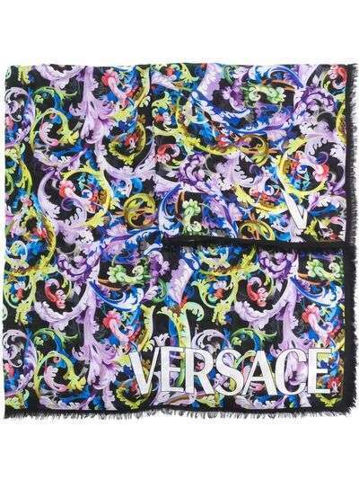 Versace шарф с бахромой и графичным принтом