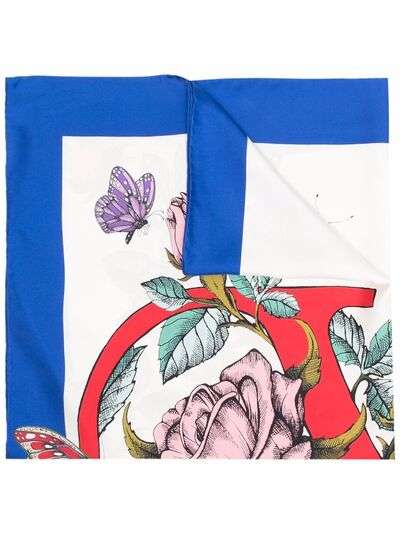 Valentino шелковый платок с цветочным принтом и логотипом VLogo Signature
