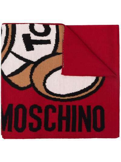 Moschino Teddy Bear-intarsia knitted scarf