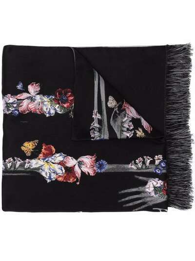 Alexander McQueen шарф с цветочным принтом и логотипом