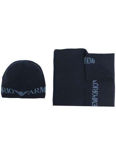Emporio Armani комплект из шапки и шарфа с жаккардовым логотипом