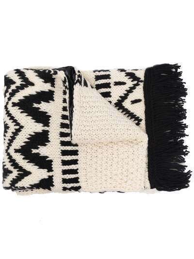 Moncler patterned intarsia-knit scarf