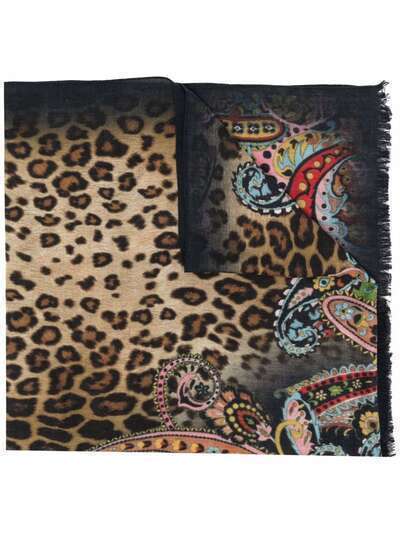 ETRO шарф с леопардовым принтом