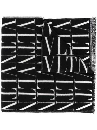 Valentino шарф с бахромой и логотипом VLTN