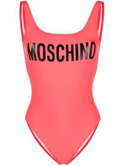 Moschino купальник с U-образным вырезом и логотипом