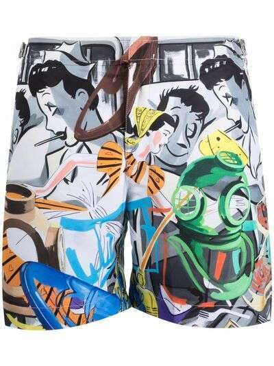 Orlebar Brown плавки-шорты с принтом граффити и пряжками