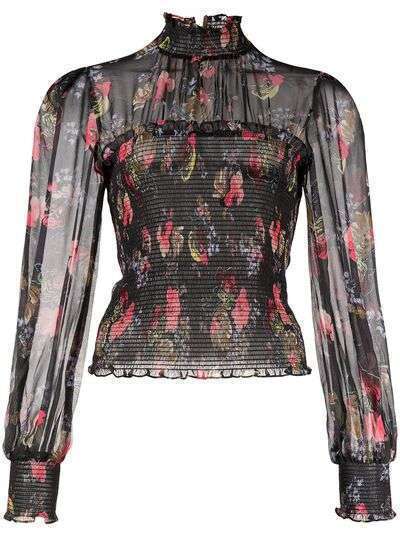 Cinq A Sept floral-print silk blouse