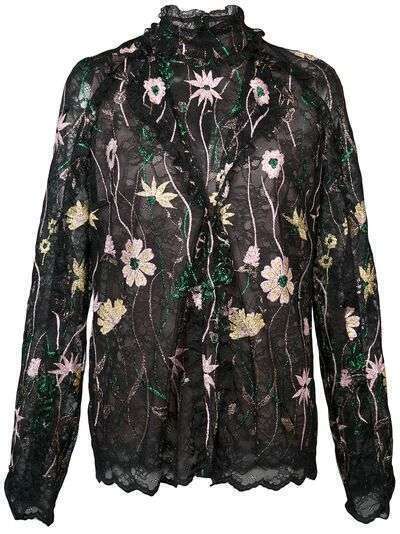 Giambattista Valli блузка с цветочной вышивкой