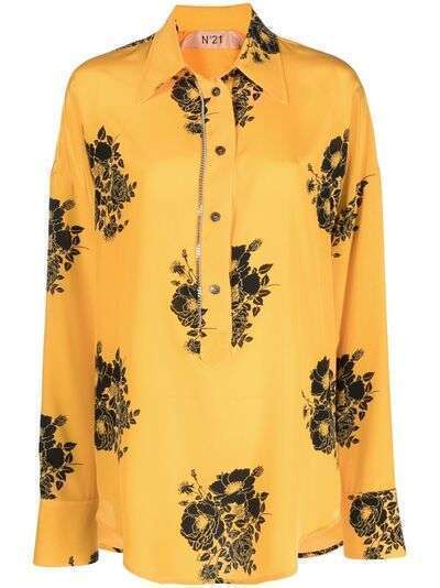 Nº21 блузка с цветочным принтом и цепочкой