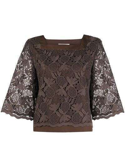 See by Chloé square-neck lace blouser