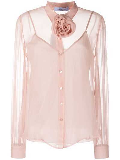 Blumarine полупрозрачная блузка с цветочным принтом