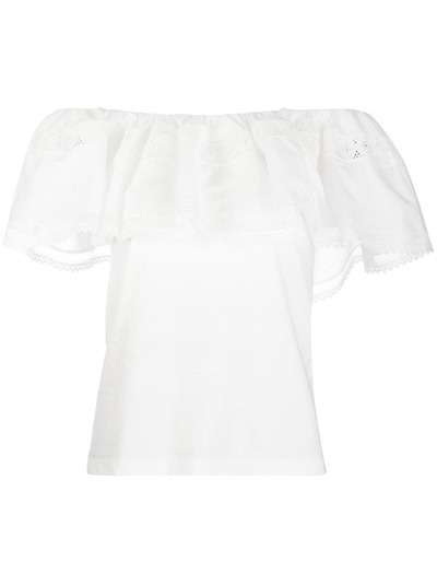 SANDRO блузка с открытыми плечами и оборками