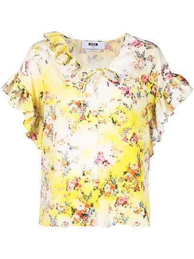 MSGM блузка с завязками и цветочным принтом