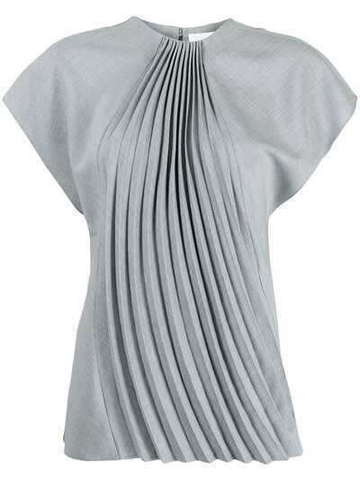 Mame Kurogouchi плиссированная блузка с короткими рукавами